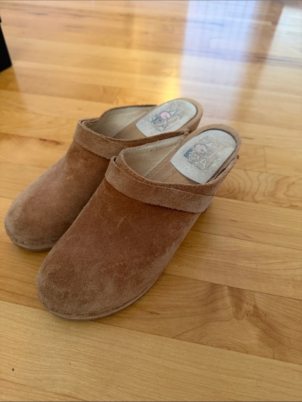 Women's Suede Slip-On Mule Clogs in Brown